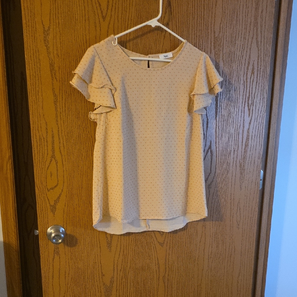 Women's Cream Blouse with Ruffle Sleeves NWOT
